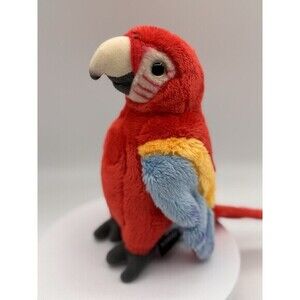 FAO Schwarz  Parrot 6.5" Stuffed Plush Toy Bird 2022 Red Blue Yellow